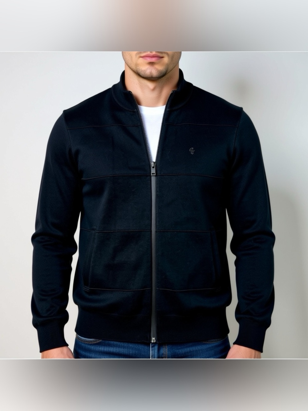 Robert Graham Black Zip Up Sweater Mens Size Large